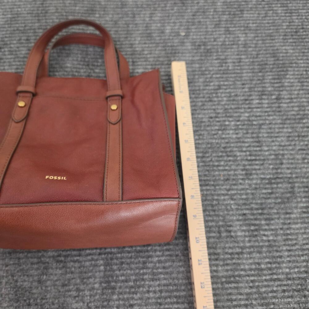FOSSIL Sydney Satchel Brown Cognac Leather Top Handle Handbag - Picture 9 of 12